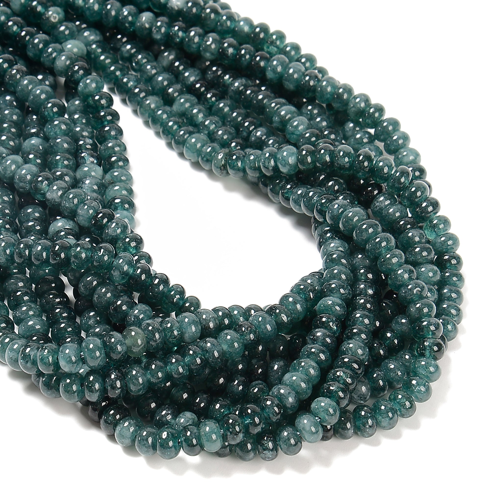 Natural Dark Green Jade Smooth Rondelle Beads 4x6mm - 15.5 Inch Strand for Jewelry Making, DIY Bracelets & Necklaces - Perfect for Boho, Healing Crystal & Meditation Accessories