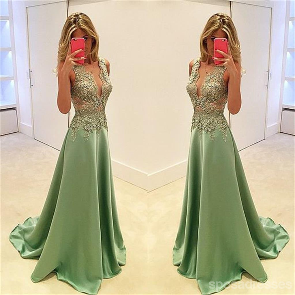 Elegant Green See-Through A-Line Prom Dress PD0160 | Sexy Long Evening Gown for Cocktail Parties, Homecoming & Formal Events