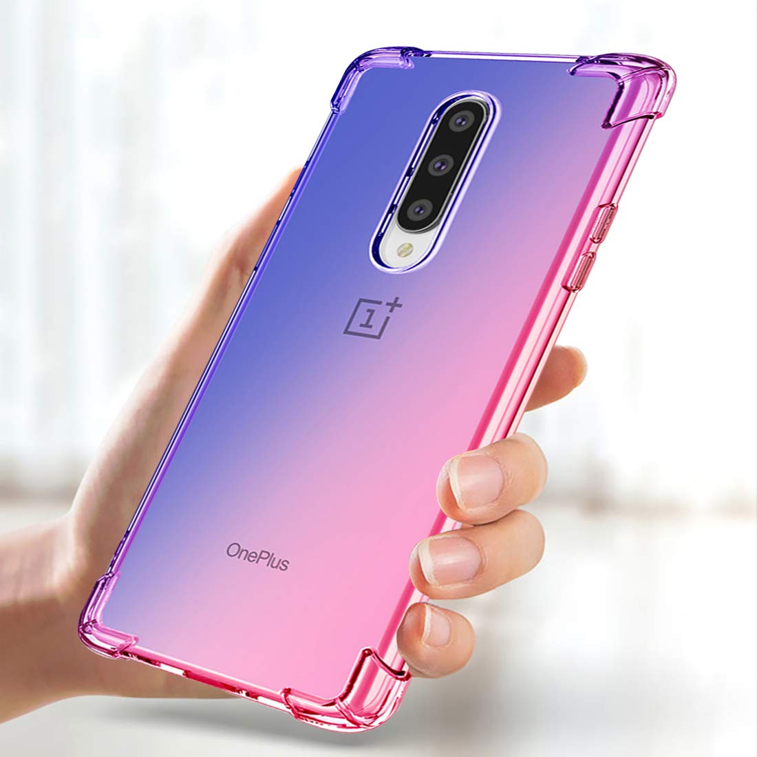 **OnePlus 8 Phone Case - Gradient Slim Clear TPU Shockproof Cover | Anti-Scratch & Durable Protection for OnePlus 8 (Blue/Pink) | Perfect for Everyday Use, Travel & Outdoor Activities**