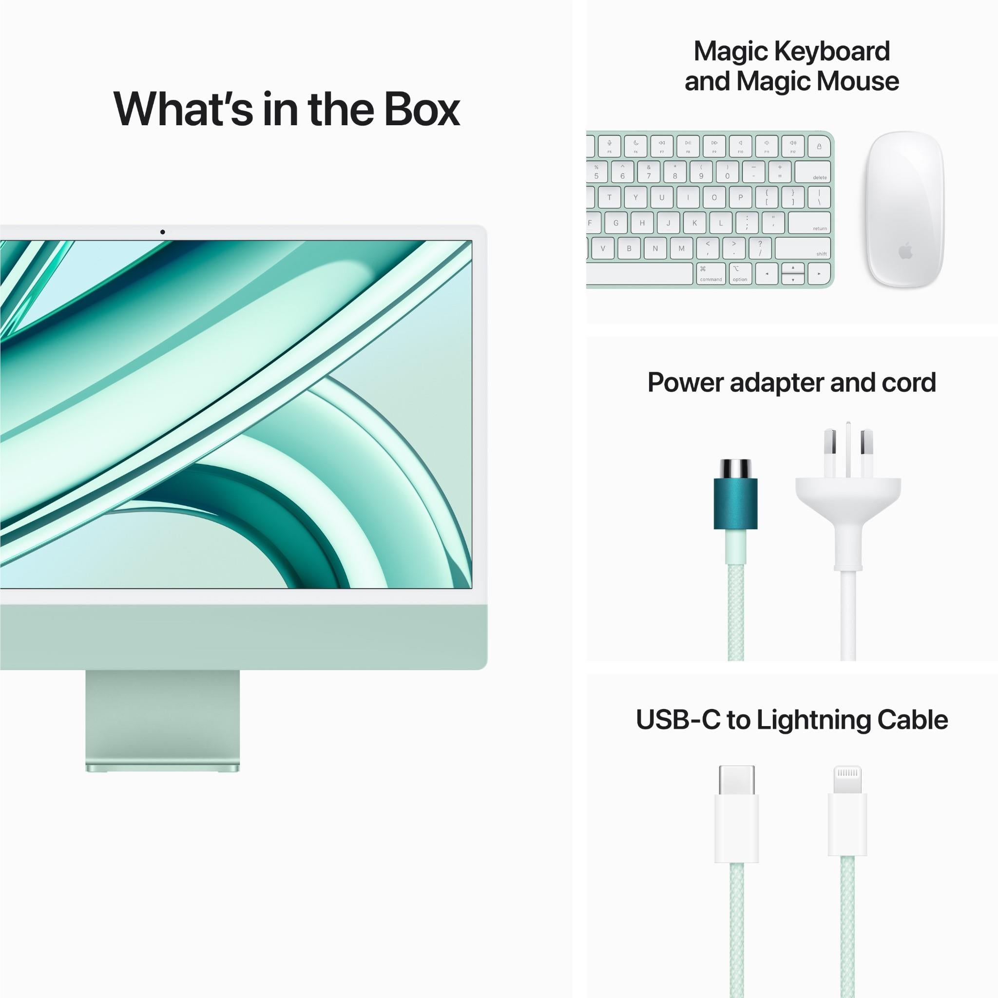Apple iMac 24-inch (2023) with Retina 4.5K Display, M3 Chip, 10-Core GPU, 256GB SSD - Green | All-in-One Desktop Computer for Home Office, Graphic Design & Creative Work