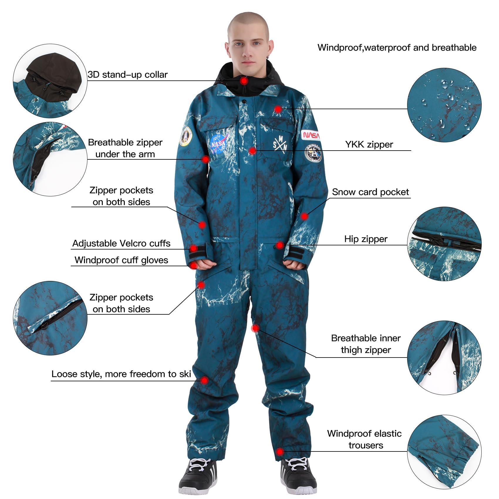 GSOU SNOW Waterproof Windproof Insulated Ski Suit for Women & Men - One Piece Snowsuit for Skiing, Snowboarding & Winter Sports | Perfect for Ski Resorts, Snow Hiking & Cold Weather Adventures