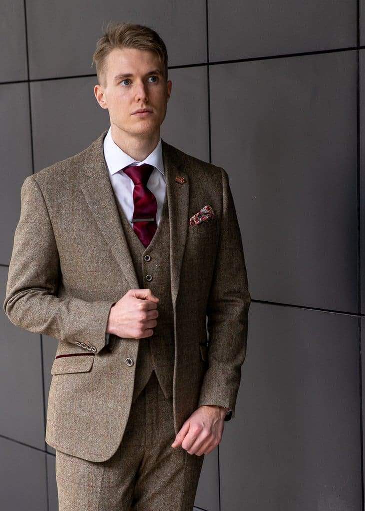 Cavani Gaston Sage Slim Fit Tweed Blazer for Men | Elegant Business Casual Jacket | Perfect for Office, Weddings & Formal Events
