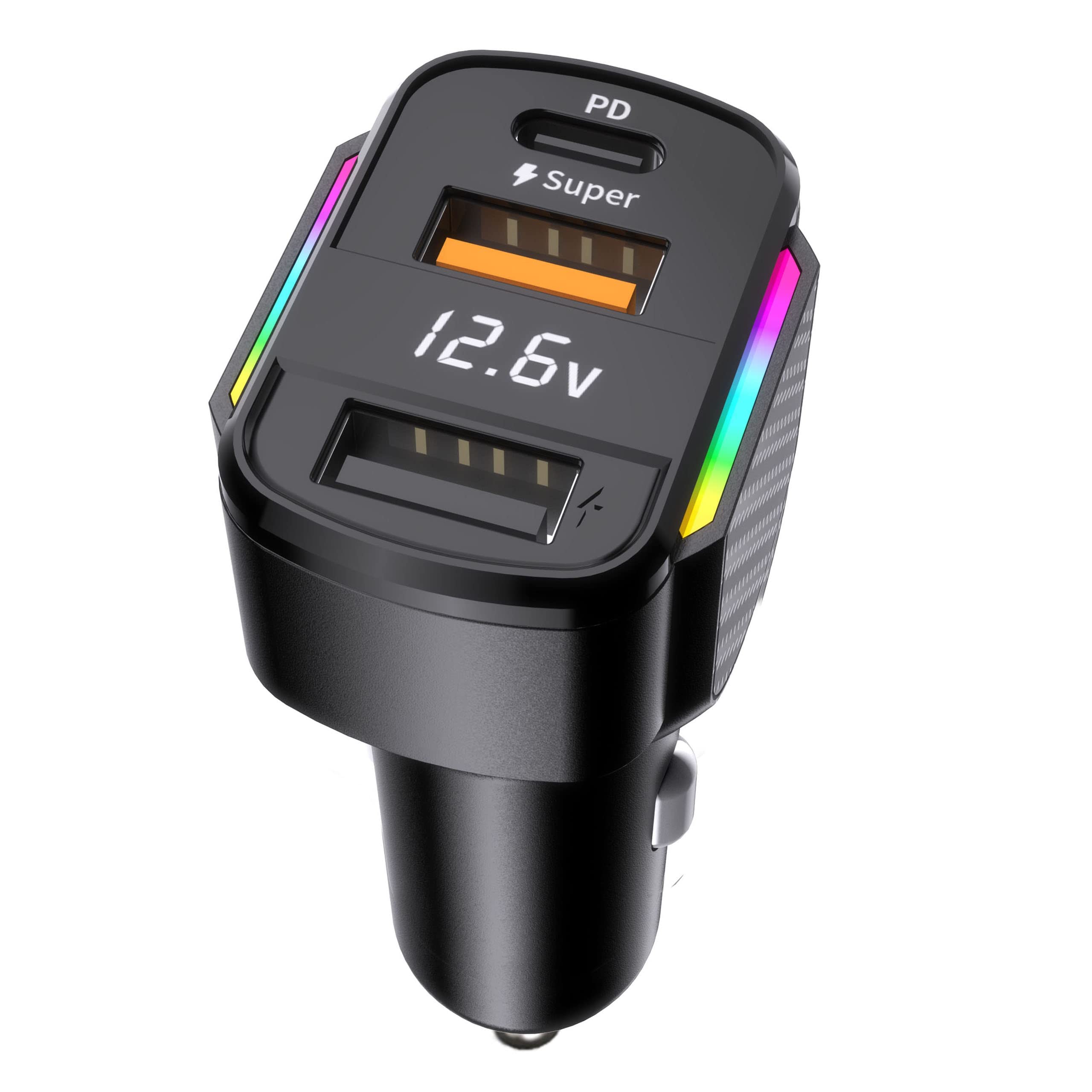 GemCoo 80W USB C Car Charger with PD 36W & QC3.0 Fast Charging - Dual Port Cigarette Lighter Adapter for iPhone 14/13/12/11, iPad, Samsung Galaxy S22/S21/S10 - Perfect for Road Trips & Long Drives
