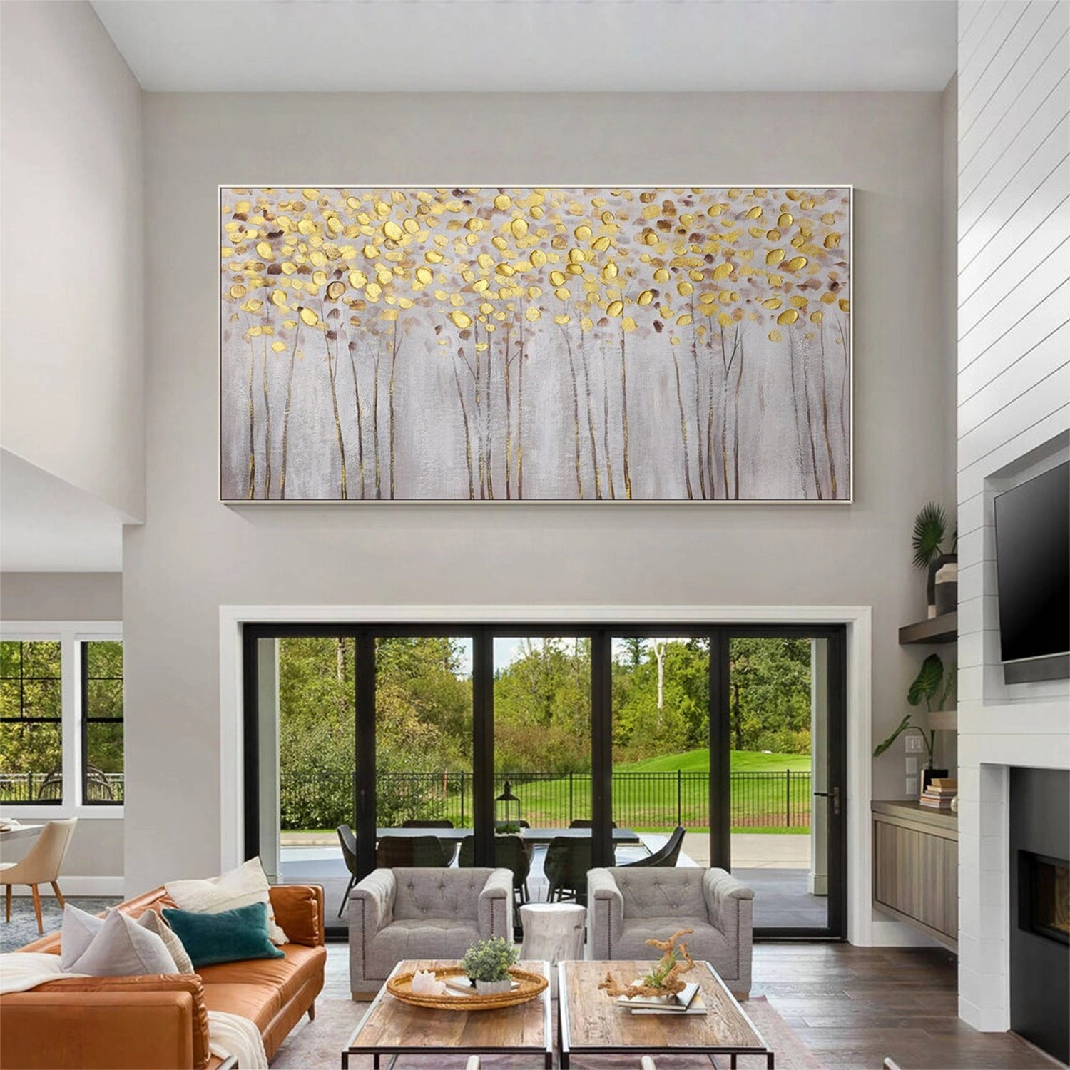 Flower and Tree Painting #FT113 - Handmade Canvas Wall Art for Home & Office Decor - Perfect for Living Room, Bedroom, and Office Spaces