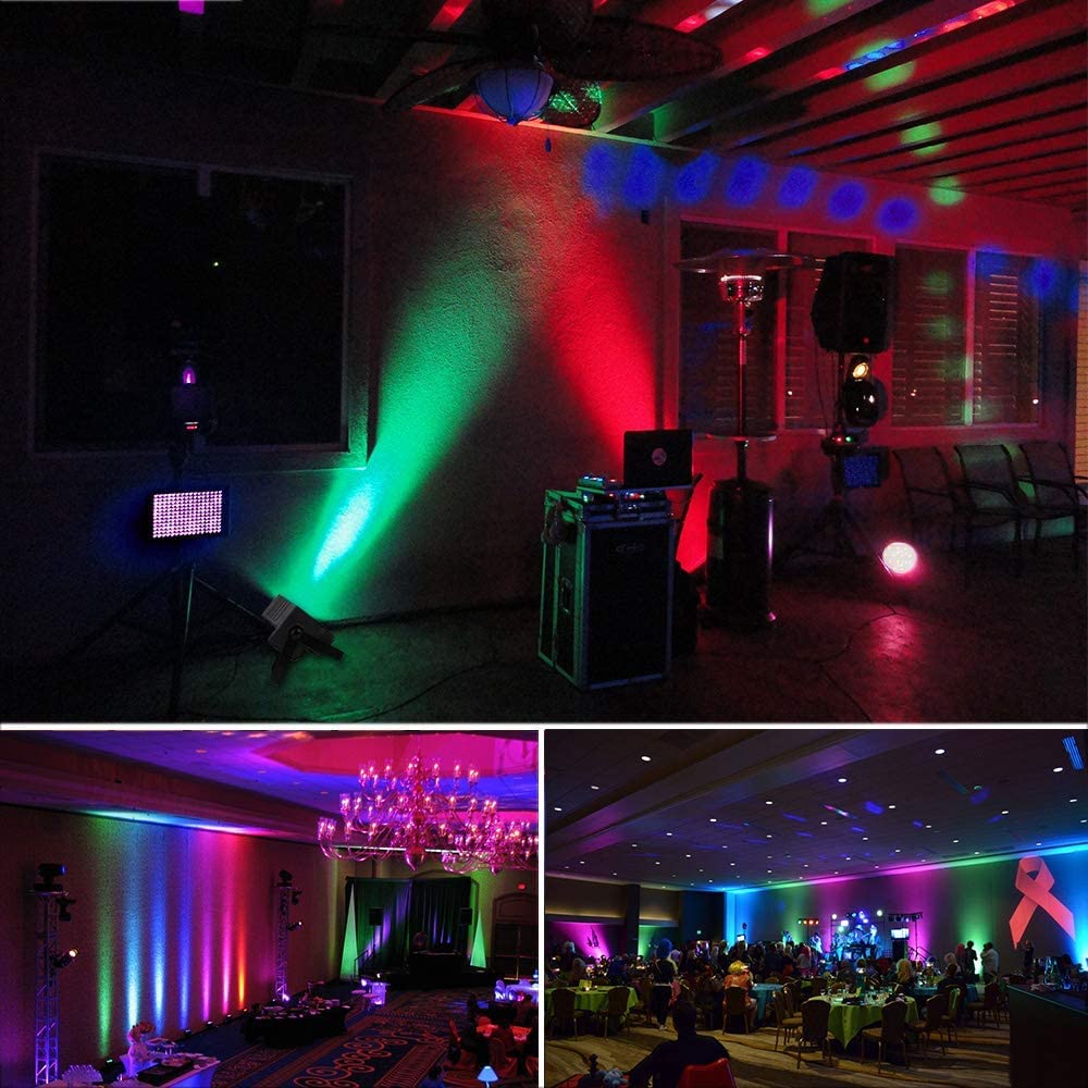 MOSFiATA 6 Pack 36 LED Par Lights - 7 Modes DJ Disco Party Lights with Remote Control, Sound Activation & DMX Control for Christmas Events, Club Parties, Stage Shows - Perfect for Nightclubs, Weddings, Concerts and Home Entertainment