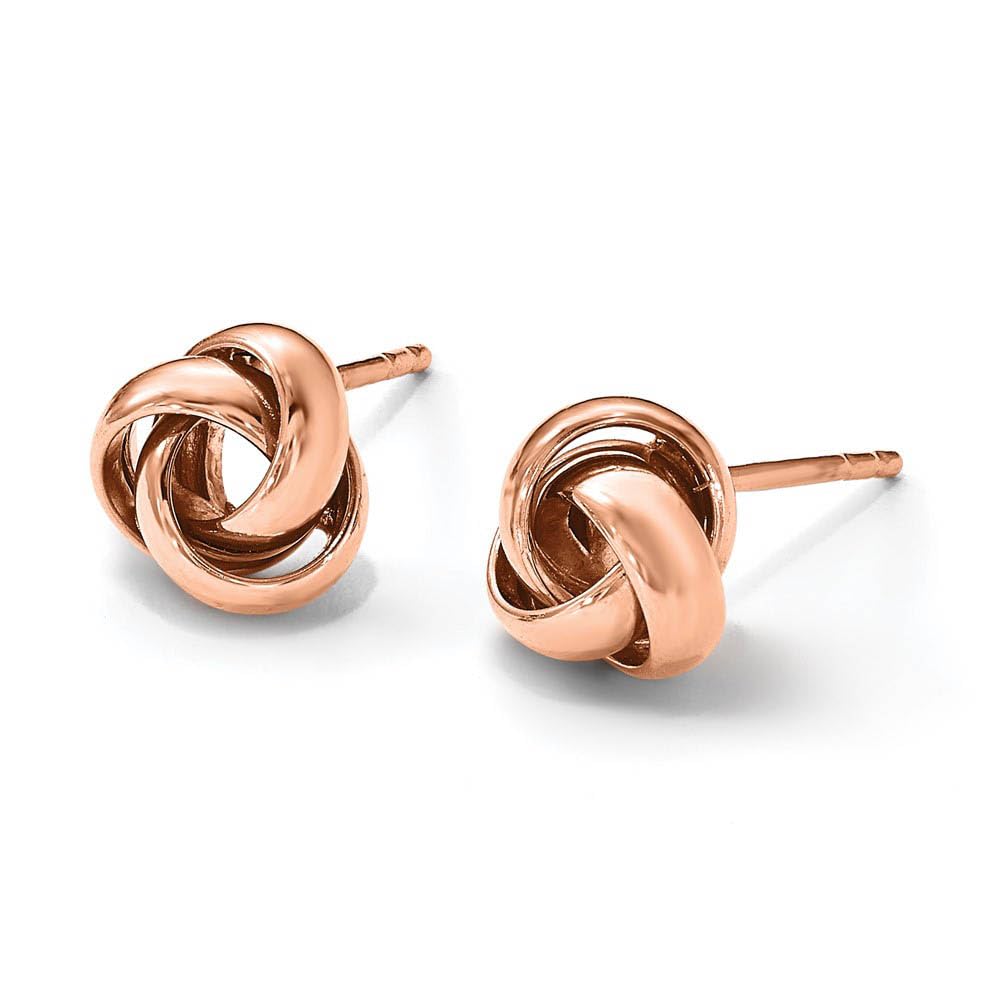 14k Rose Gold Black Bow 7mm Polished Love Knot Post Earrings – Perfect for Weddings, Anniversaries, and Romantic Gifts