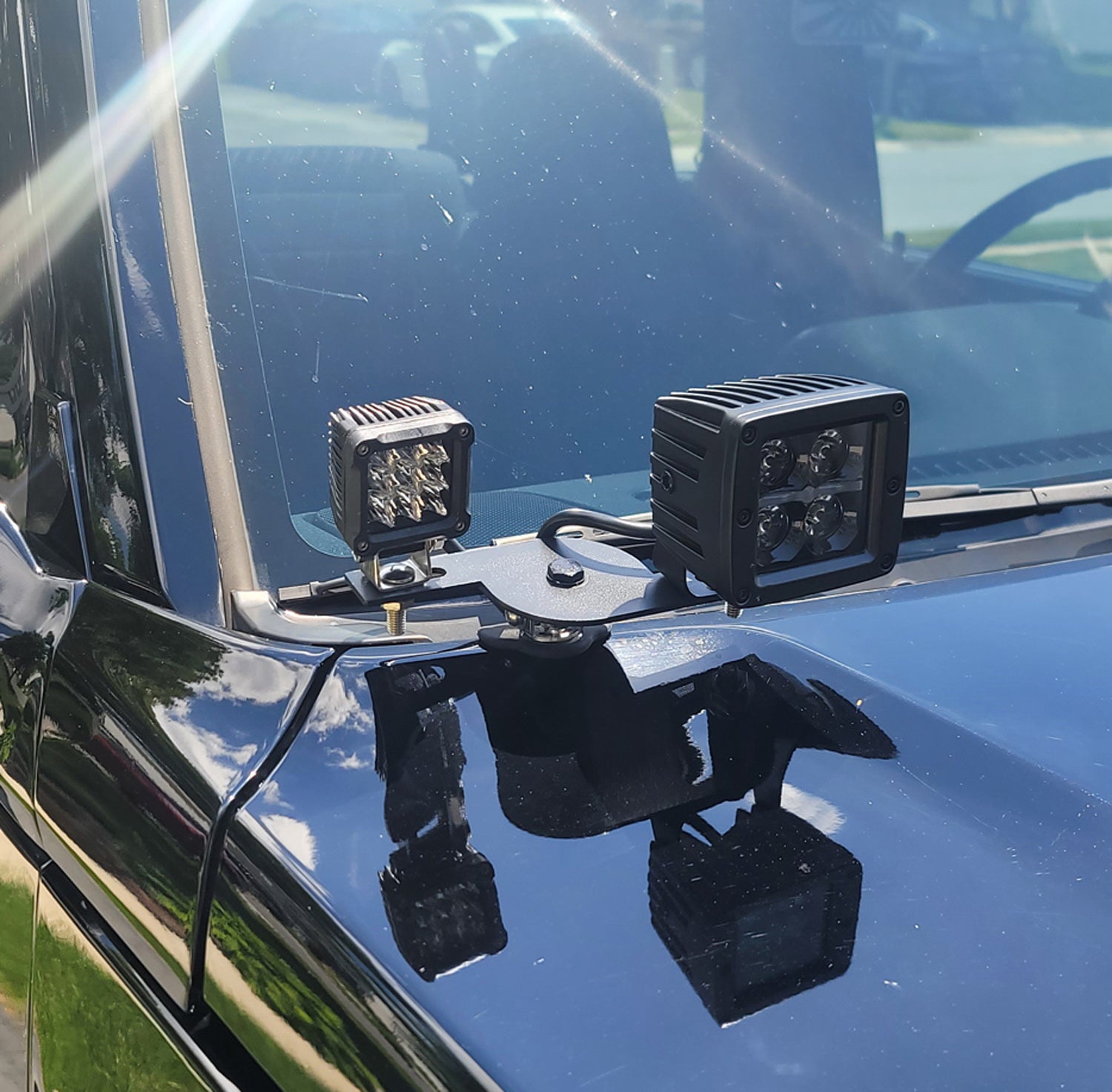 Dual Ditch Light Adapter Brackets with Y Splitter DTP Connectors for Truck SUV Jeep - Off-Road LED Light Mounting Kit for Enhanced Night Driving Safety