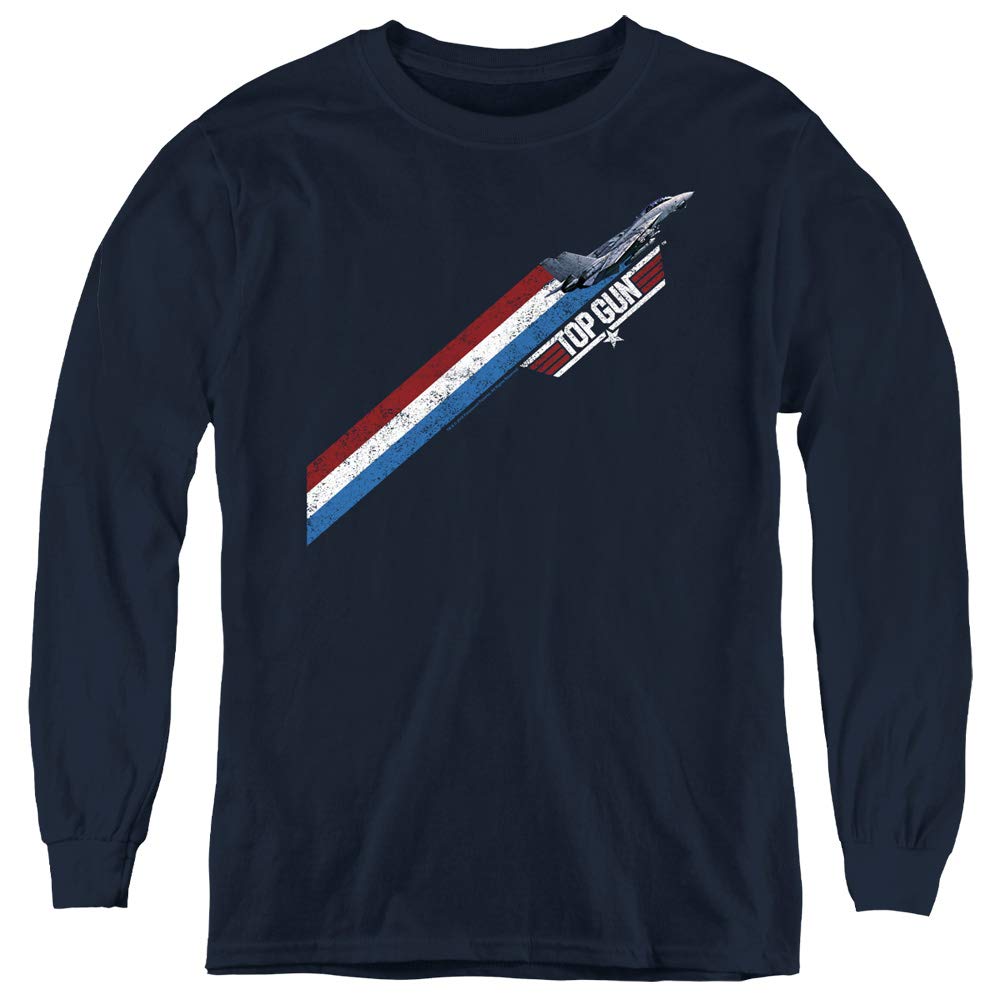 Top Gun Kids Long Sleeve Shirt - Red White Blue Striped Navy Tee for Boys & Girls | Patriotic American Flag Shirt for School, Holidays & Casual Wear