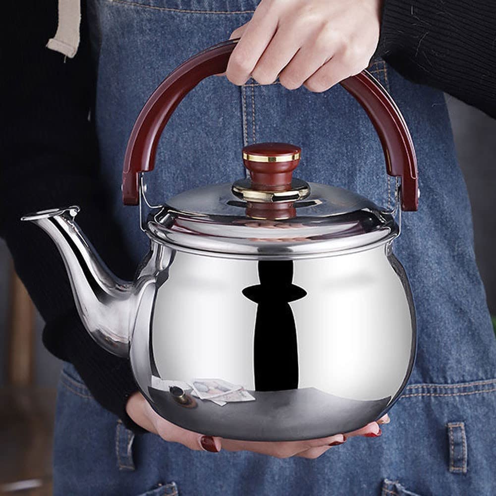 Stainless Steel Stovetop Tea Kettle - Large Capacity Teapot in 3 Sizes, Works with All Heat Sources, Anti-Scald Handle - Perfect for Home Brewing, Office Tea Time & Camping