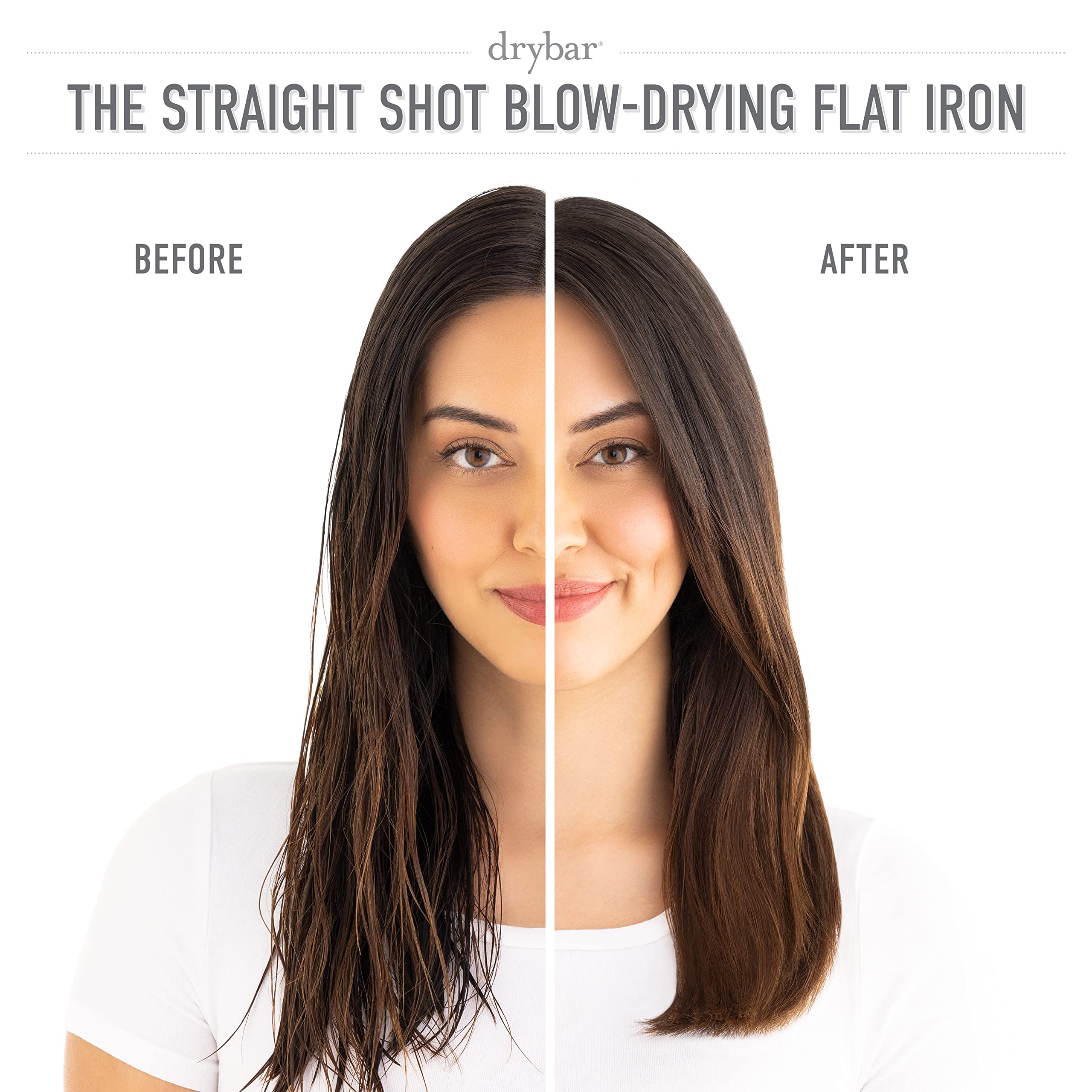 Drybar The Straight Shot Blow-Drying Flat Iron - Professional Hair Straightener & Blow Dryer Combo for Smooth, Shiny Hair | Perfect for Home Use & Salon Styling