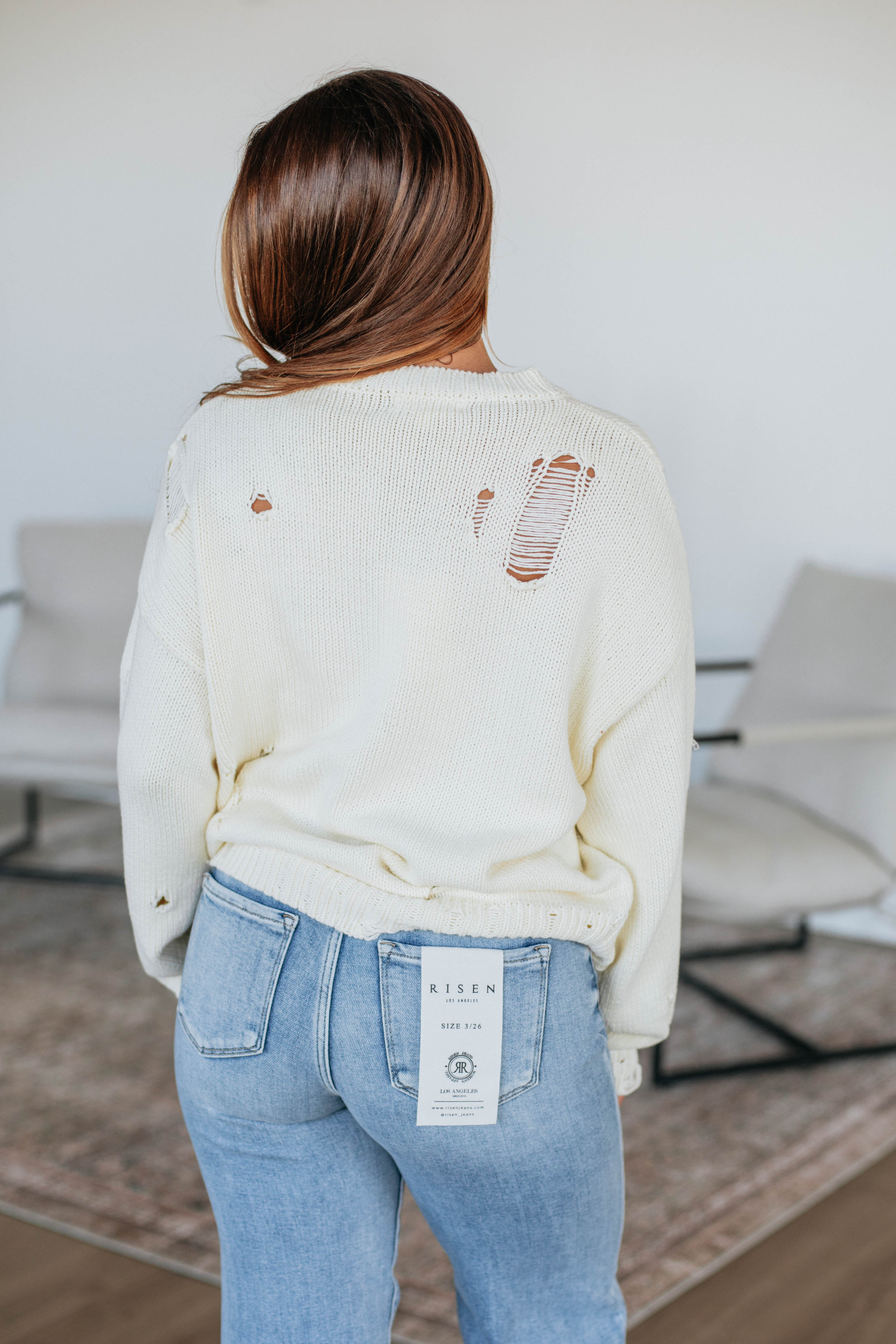 American Dreamin' Sweater - Soft Cream Knit Pullover for Women | Cozy Casual Wear for Fall & Winter | Perfect for Office, Dates & Weekend Outings