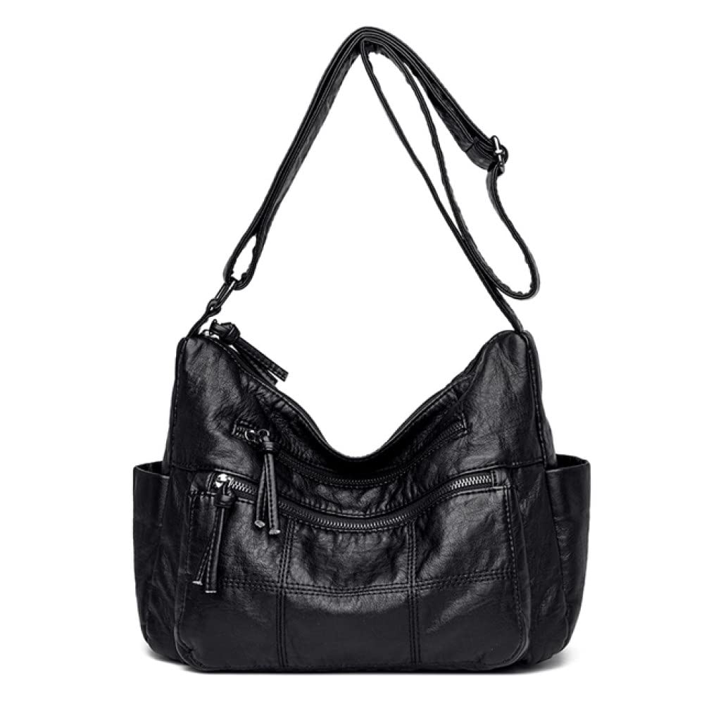 Luxury Multi-Pocket Crossbody Shoulder Bag for Women - Stylish Messenger Purse & Handbag (Black) - Perfect for Work, Travel, and Everyday Use