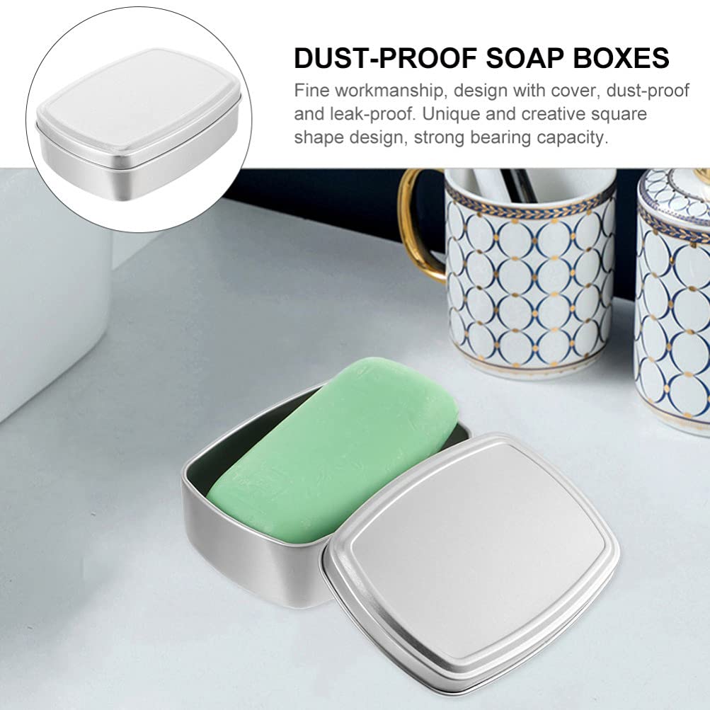 3-Pack Square Aluminum Soap Holder Boxes - Elegant Bathroom Soap Container, Travel Soap Case & Sink Organizer for Home, Hotel, Spa (Housewarming Gift Idea) - Perfect for Vanity, Guest Bath & Travel Toiletry Kit