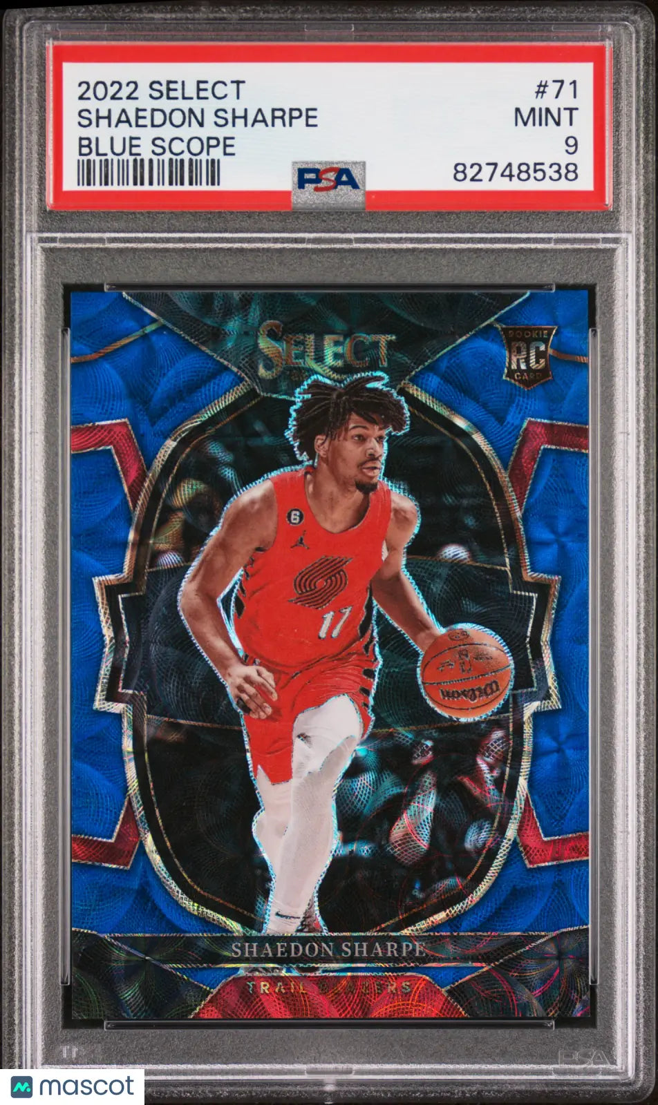 2022 Panini Select Shaedon Sharpe RC Rookie Blue Scope Prizm PSA 9 /249 - Basketball Trading Card for Collectors & Investors - Perfect for NBA Memorabilia Collections & Sports Card Shows