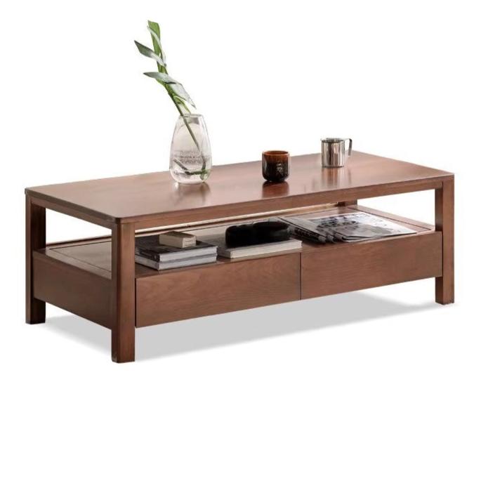 Solid Oak Wood Modern Minimalist Coffee Table - Scandinavian Style Living Room Furniture for Home Decor