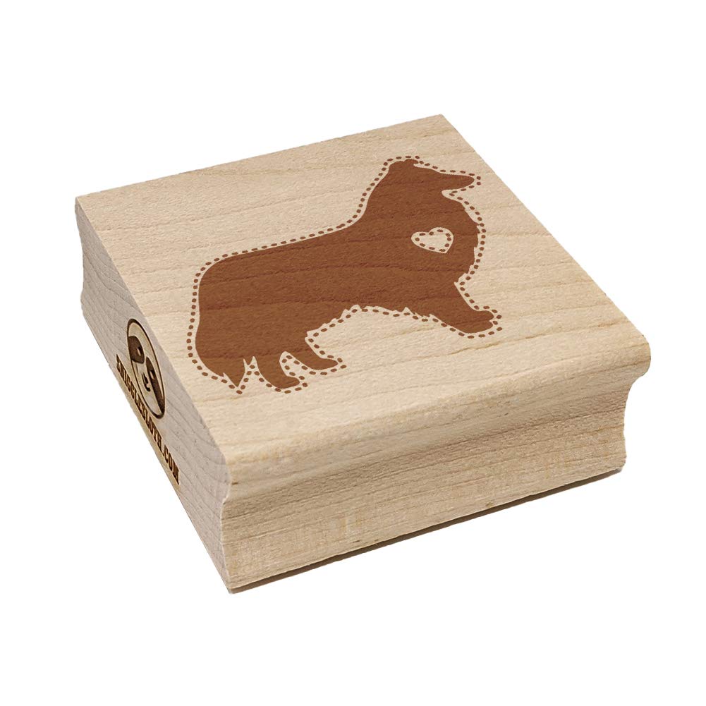 Rough Collie Dog Heart Square Rubber Stamp - 1.25 Inch Small Craft Stamp for DIY Scrapbooking, Card Making & Paper Crafts | Perfect for Pet Lovers & Handmade Gift Projects