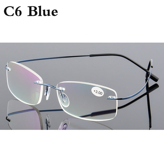 Belmon Unisex Rimless Rectangle Alloy Reading Glasses Rs079 - Lightweight Blue Light Blocking Eyewear for Computer Work, Reading & Office Use