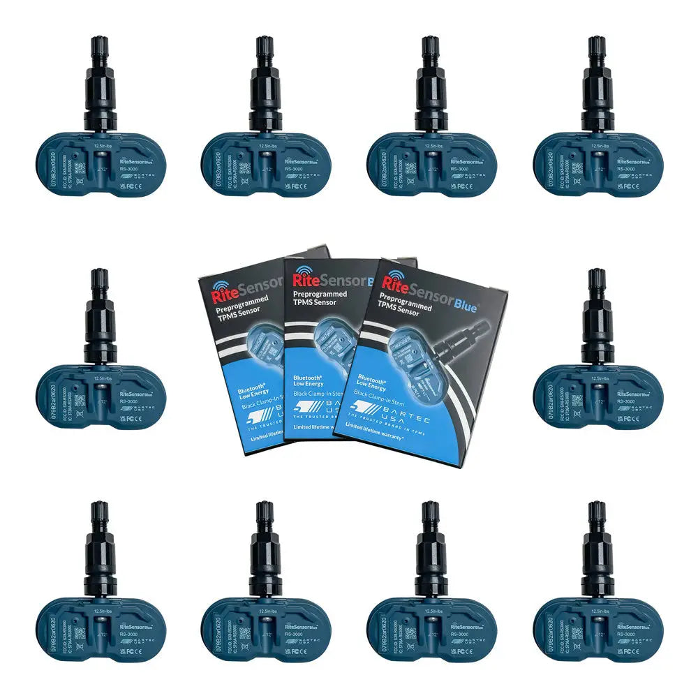 Bartec Rite Sensor Blue - 10 Pack Bluetooth TPMS Sensors for Tesla & Electric Vehicles | Tire Pressure Monitoring System | Easy Installation for Model S/3/X/Y | Road Trip & Daily Commute Safety