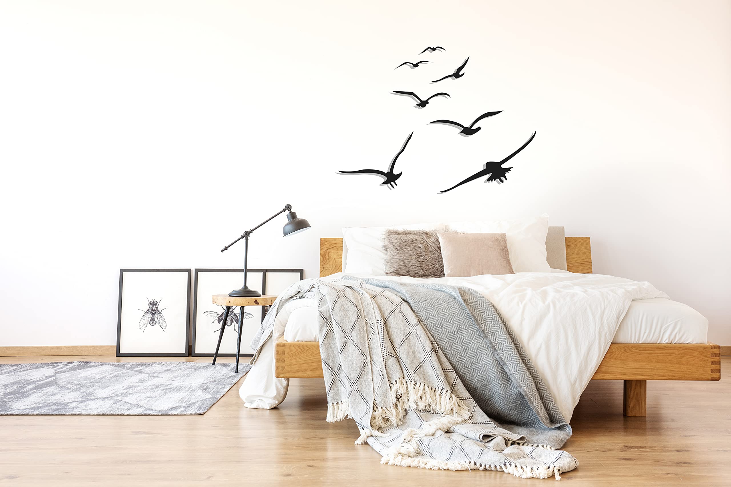 Modern Metal Wall Art Decor - Set of 7 Black Abstract Bird Sculptures for Home & Office | Indoor Outdoor Wall Hangings | Farmhouse, Living Room, Kitchen, Bathroom Decor | Unique Gift Idea for Nature Lovers