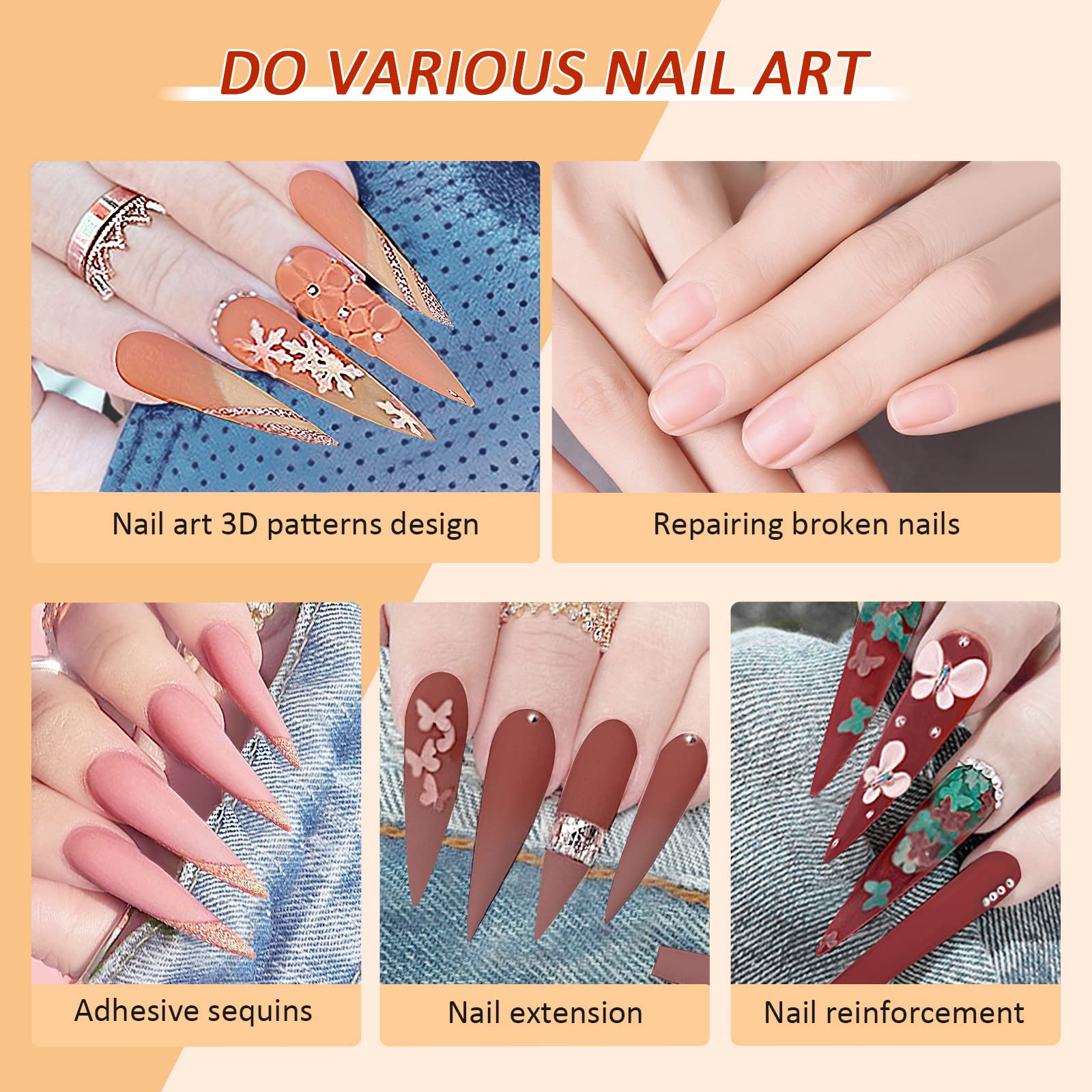Saviland Poly Nails Gel Kit - Professional Glitter Nail Extension Kit with Slip Solution & Nail Strengthener | All-in-One Builder Gel for DIY Manicures | Perfect for Beginners & Home Use | Salon-Quality Nails for Parties, Weddings & Special Occasions