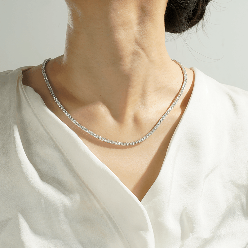 3mm Iced Moissanite Tennis Chain Necklace for Men & Women - Luxury Hip Hop Jewelry Gift for Parties, Weddings & Special Occasions