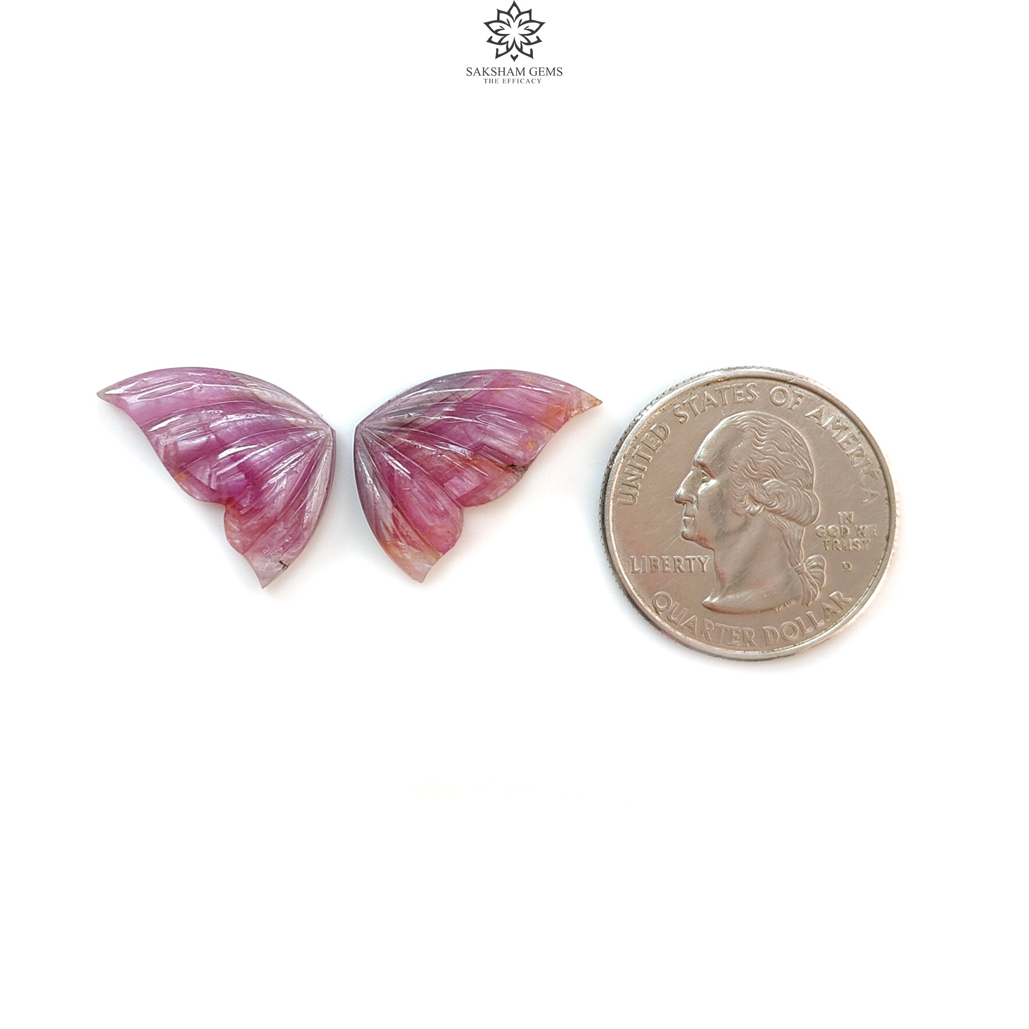 Natural Untreated Pink & Blue Sapphire Butterfly Carving - Handcrafted Multi Gemstone Jewelry Pair, September Birthstone for Necklace, Ring & Earrings - Perfect Gift for Birthdays & Anniversaries