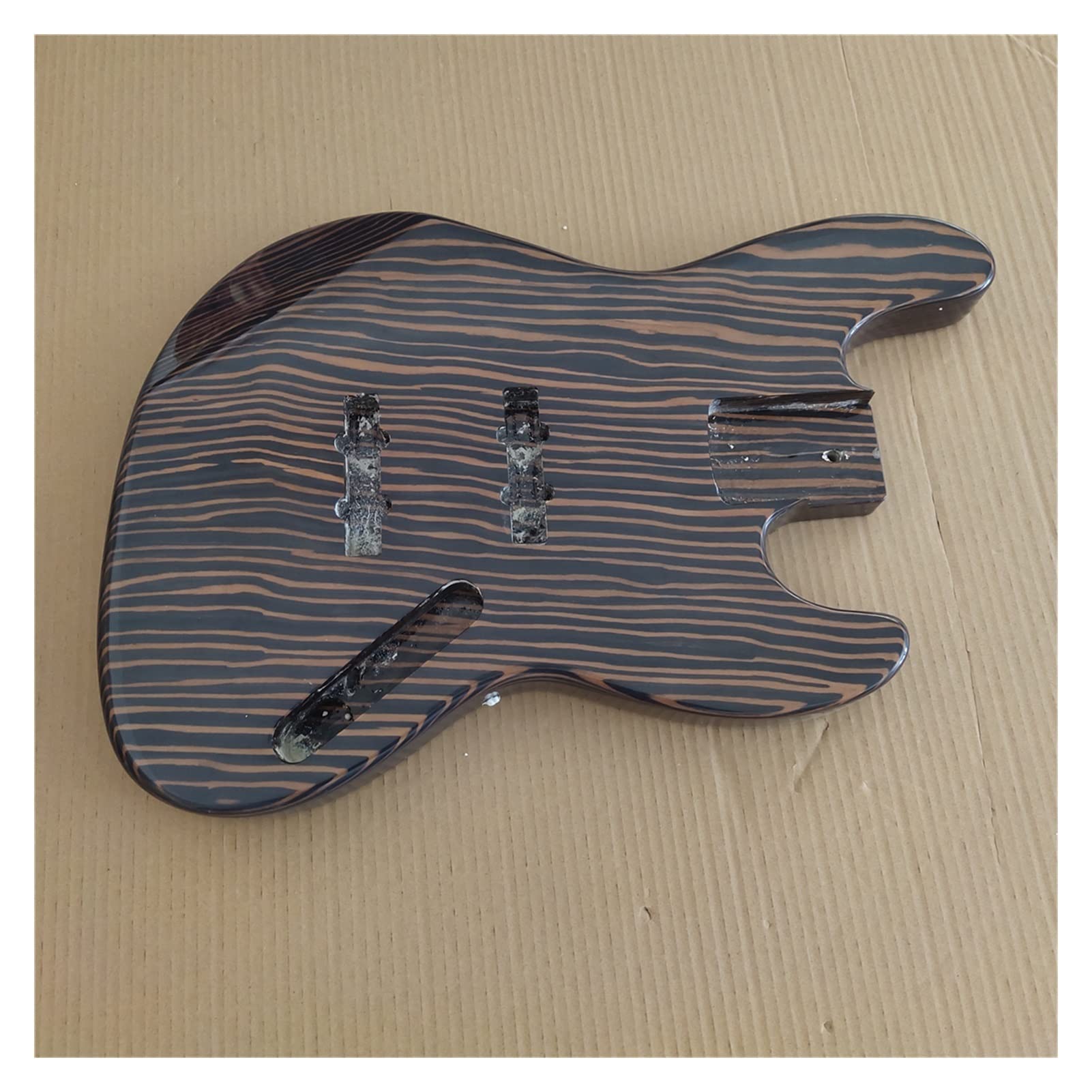 DIY Zebra Wood Bass Guitar Kit - Pre-Finished Gloss Body for Easy Assembly | Perfect for Beginners, Musicians & Custom Guitar Projects