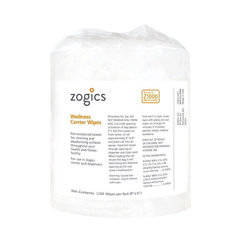 Zogics Disinfecting Cleaning Wipes with Stainless Steel Dispenser & Built-in Trash Can - Sanitizing Wipes for Gym Equipment, Office Desks & Home Surfaces