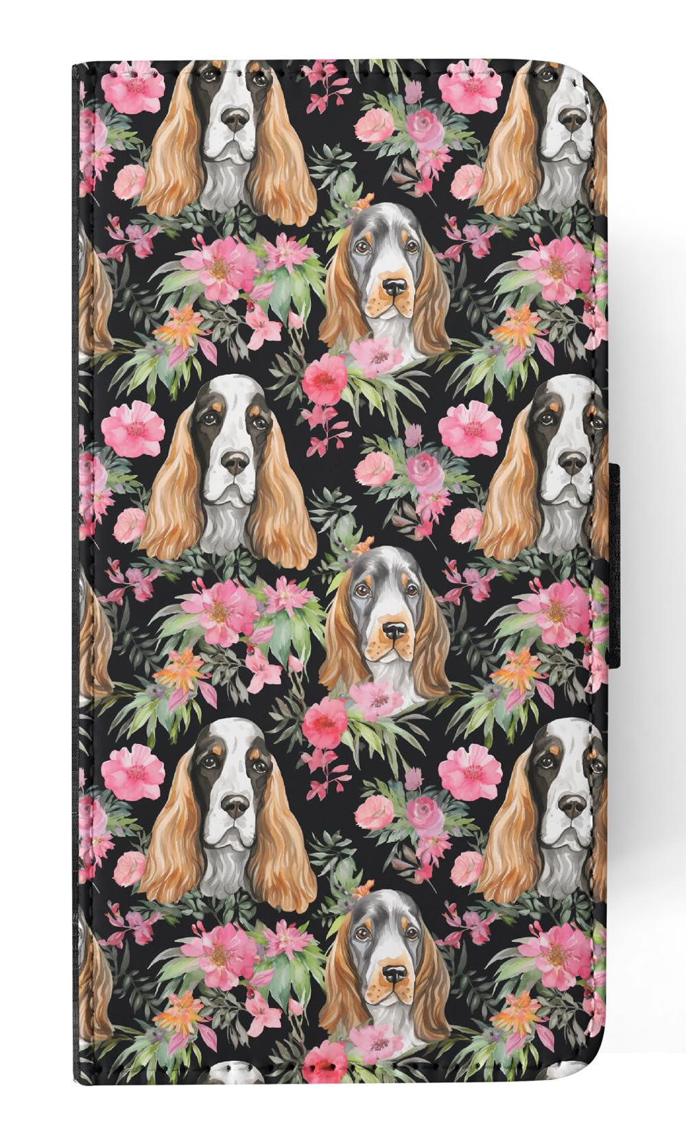 Faux Leather Flip Wallet Phone Case for Apple iPhone 14 with Grand Basset Griffon Vendeen Puppy Dog Pattern - Perfect for Everyday Use & Travel Protection