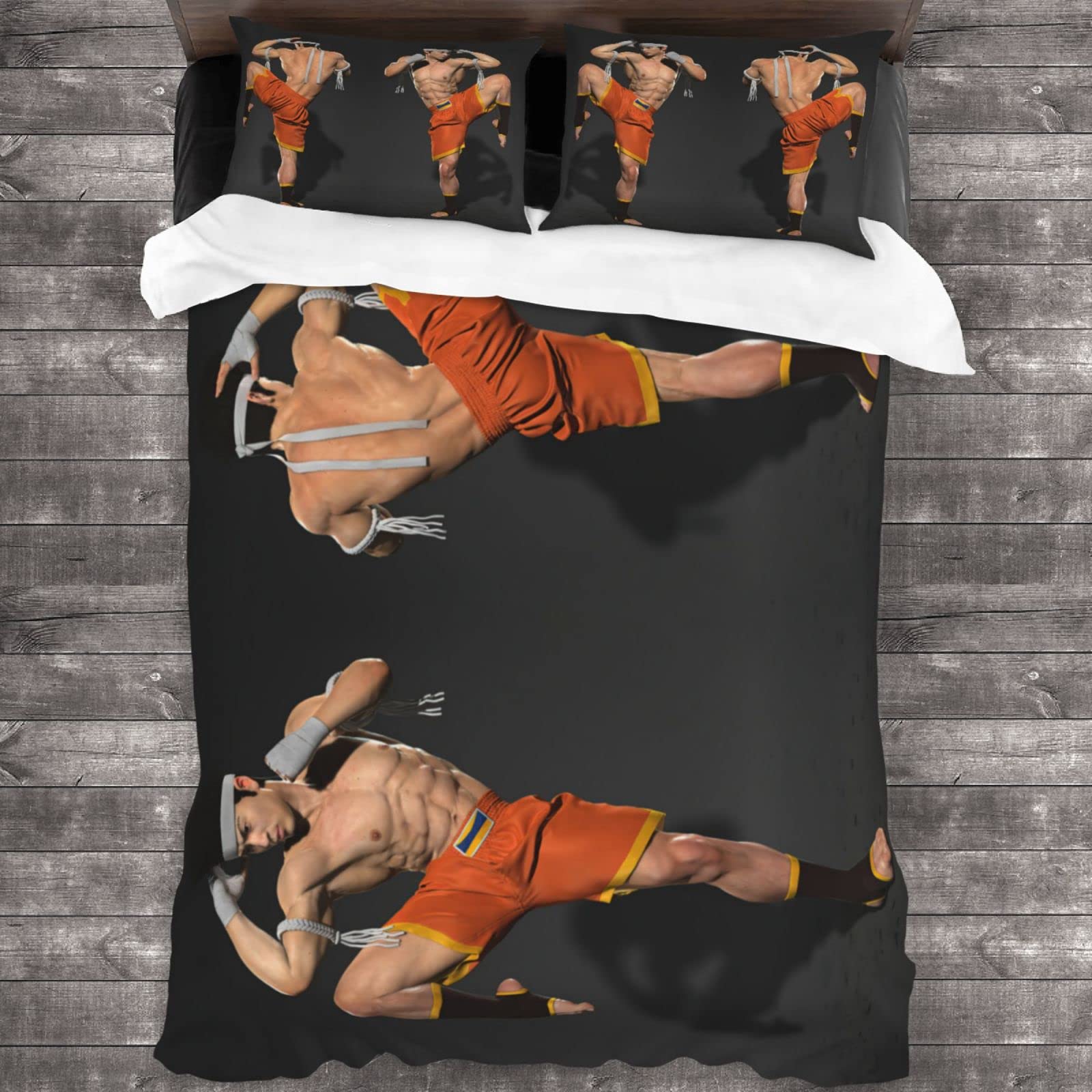 Thai Action Muay Thai Anime 3-Piece Bedding Set - 100% Microfiber Lightweight Soft Duvet Cover with 2 Pillowcases - Perfect for Anime Fans, Martial Arts Enthusiasts & Cozy Home Decor