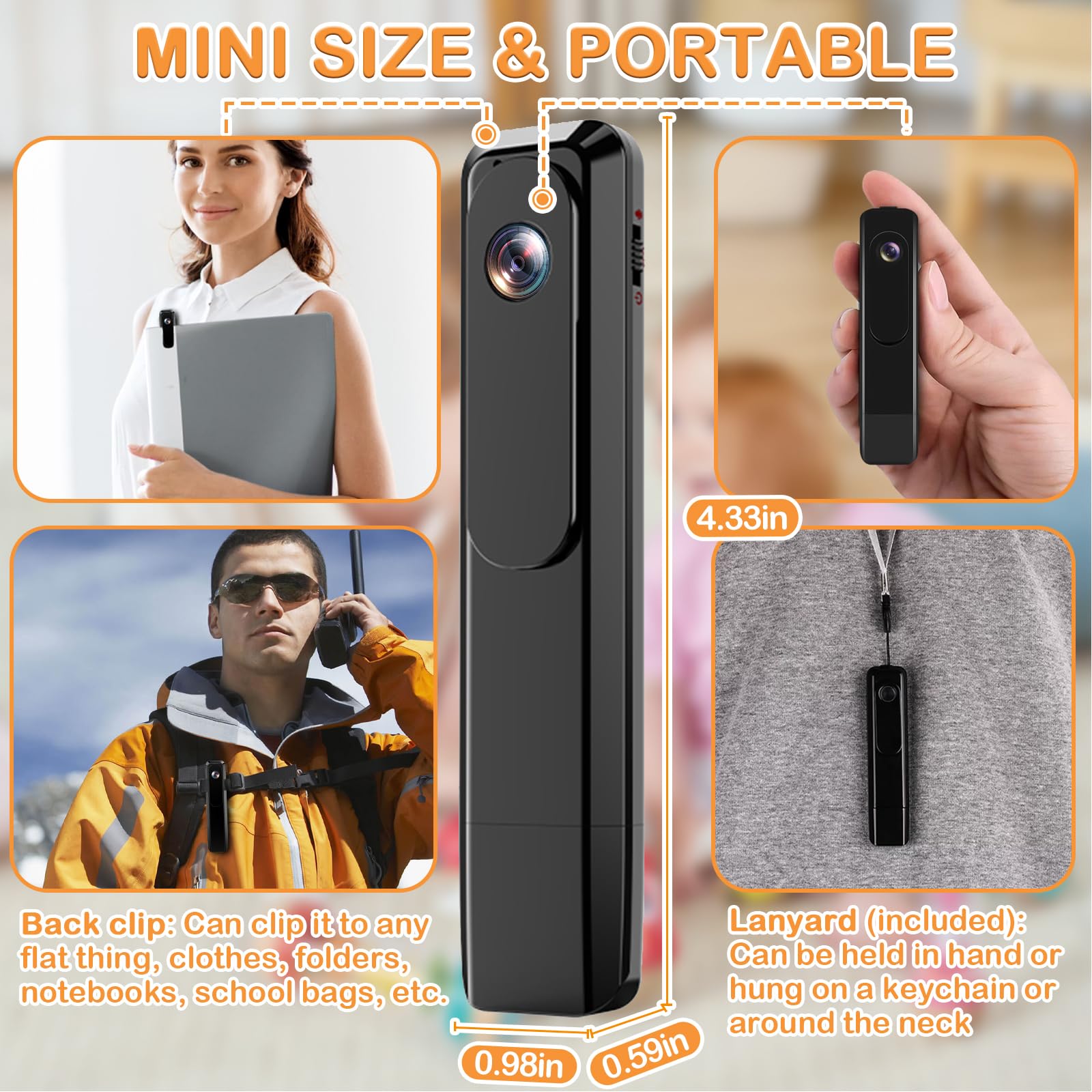 1080P HD Body Camera with Loop Recording - Mini Wearable Pocket Camera for Meetings, Travel & Outdoor Activities - No WiFi Needed Portable Video Recorder for Security, Evidence & Vlogging