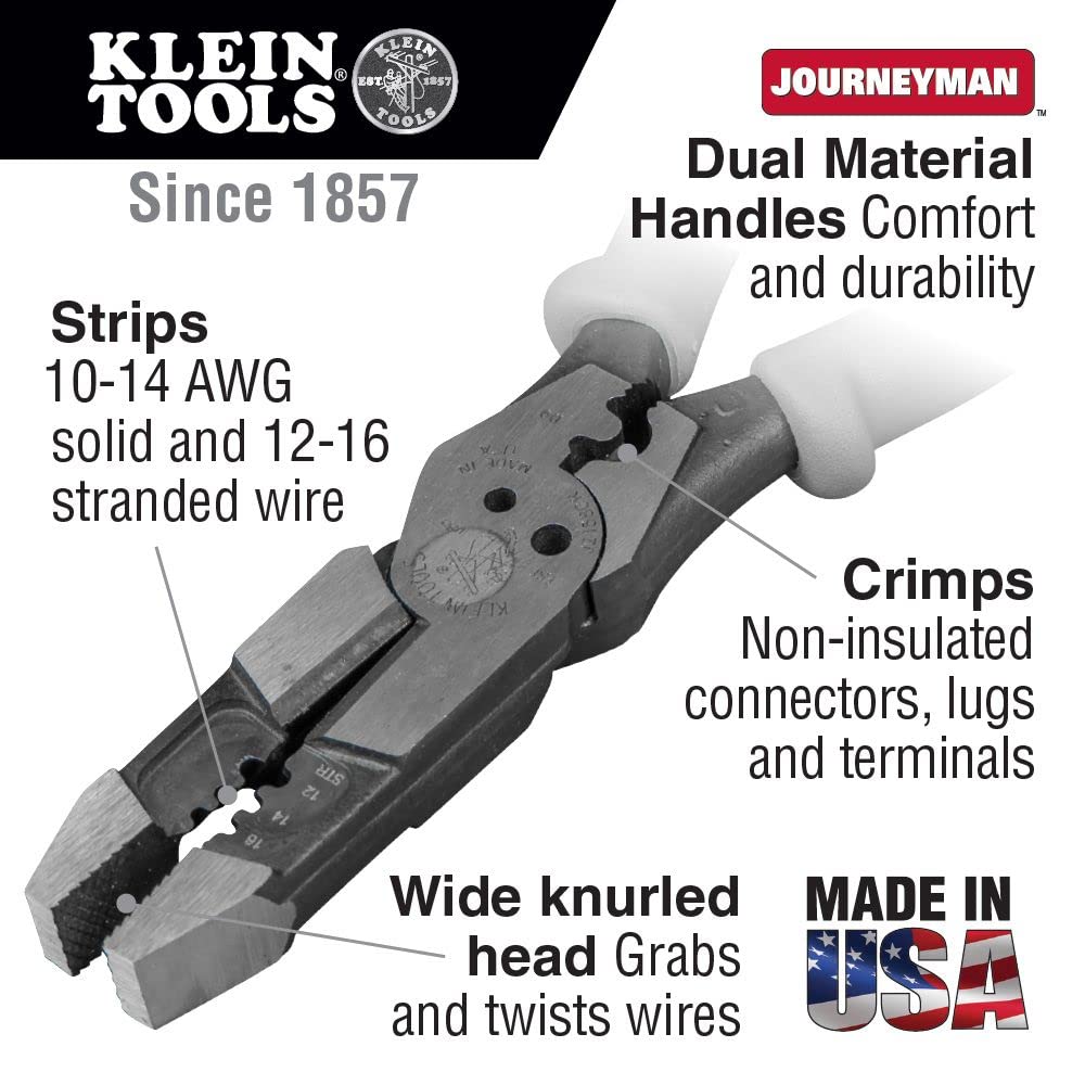 Klein Tools J207-8CR Needle Nose Pliers & J215-8CR Multi-Tool Pliers Set - Professional Electrician Tools for Wiring, Cutting, and DIY Projects - Perfect for Home Repair, Automotive Work, and Electrical Installations