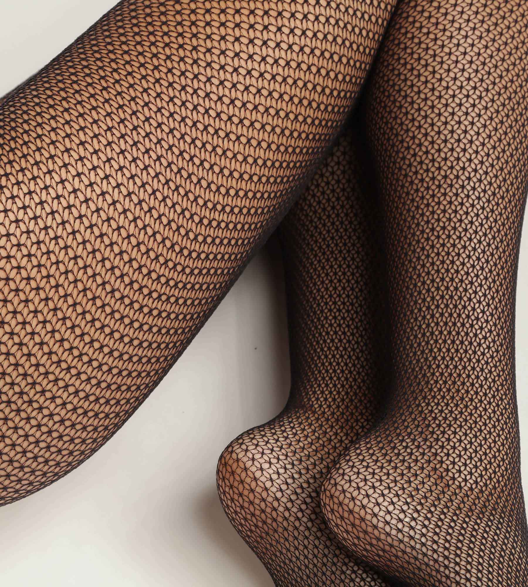 Black Geometric Lace Women's Tights - Elegant & Comfortable for Daily Wear, Office, and Special Occasions