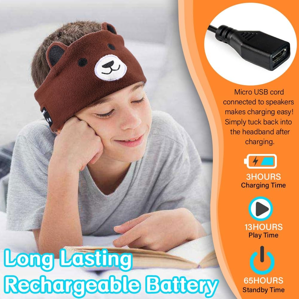Wireless Kids Headphones for Children & Toddlers - Over Ear Headphones with Thin Speakers & Ultra Soft Fleece Headband (Fox Design) - Perfect for Online Learning, Travel, and Home Use