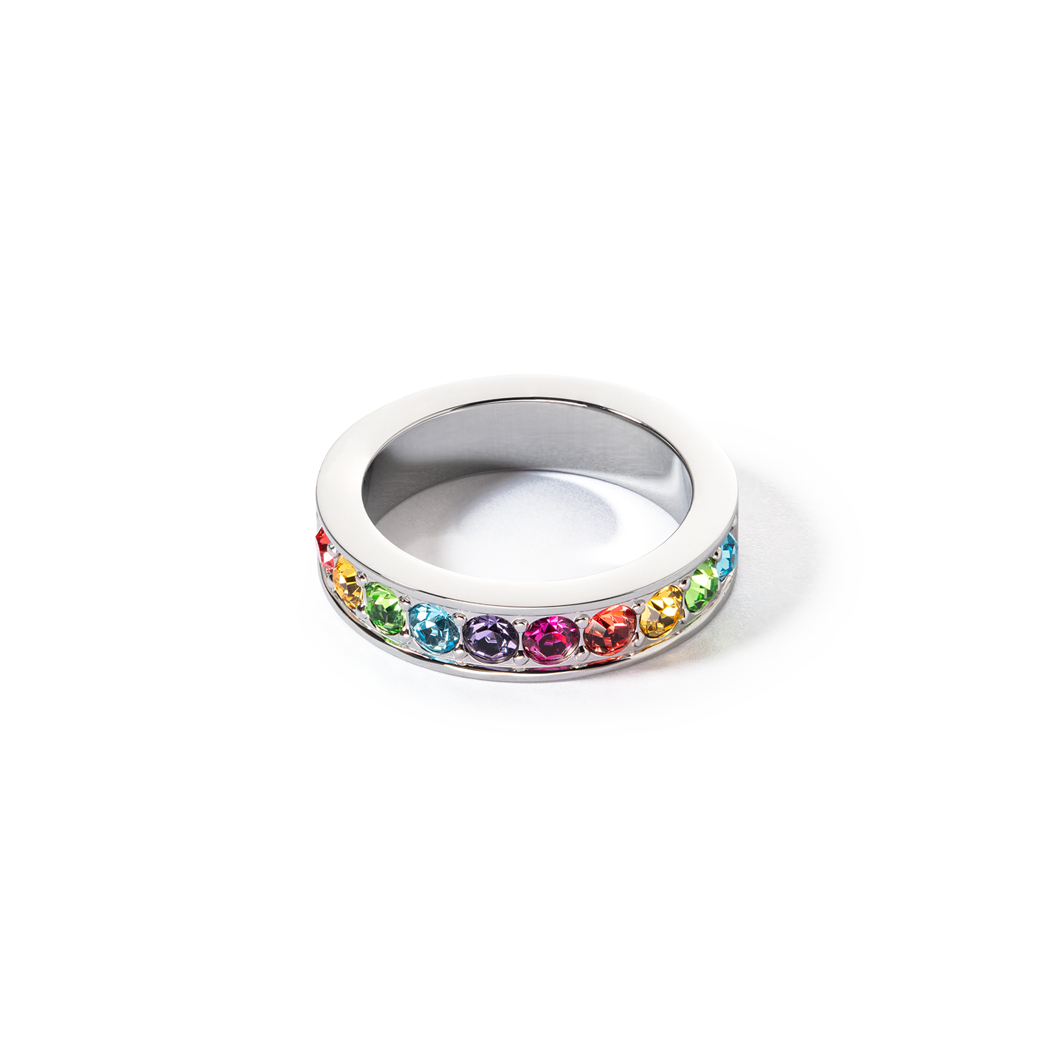Stainless Steel Ring with Crystals - Elegant Silver Multicolor Jewelry for Women - Perfect for Parties, Weddings & Everyday Wear