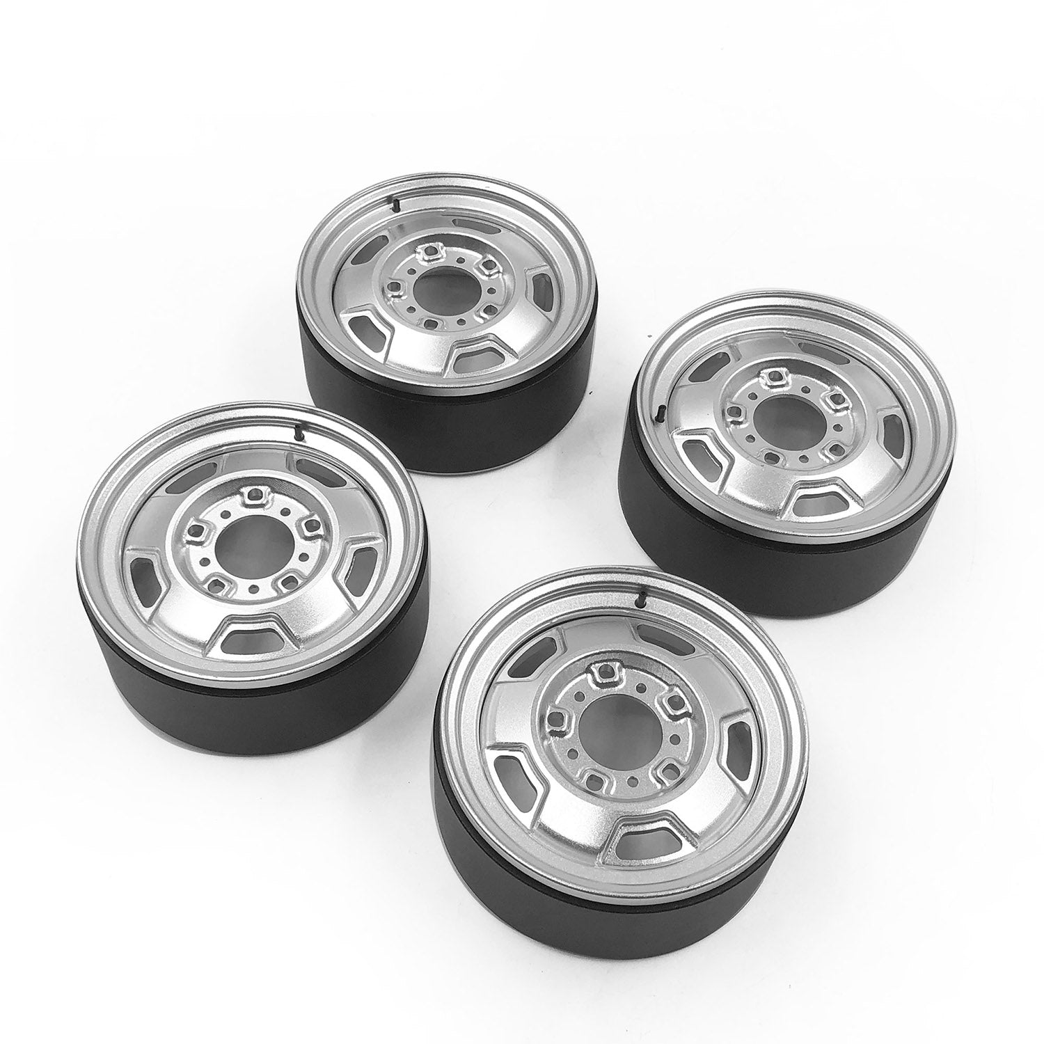4PCS Silver Metal RC Car Wheel Hubs with Wheel Caps for SIXER1 1/6 Scale Electric Off-Road RC Crawler - Durable Replacement Parts for RC Truck, Rock Crawling & Off-Road Adventure Vehicles