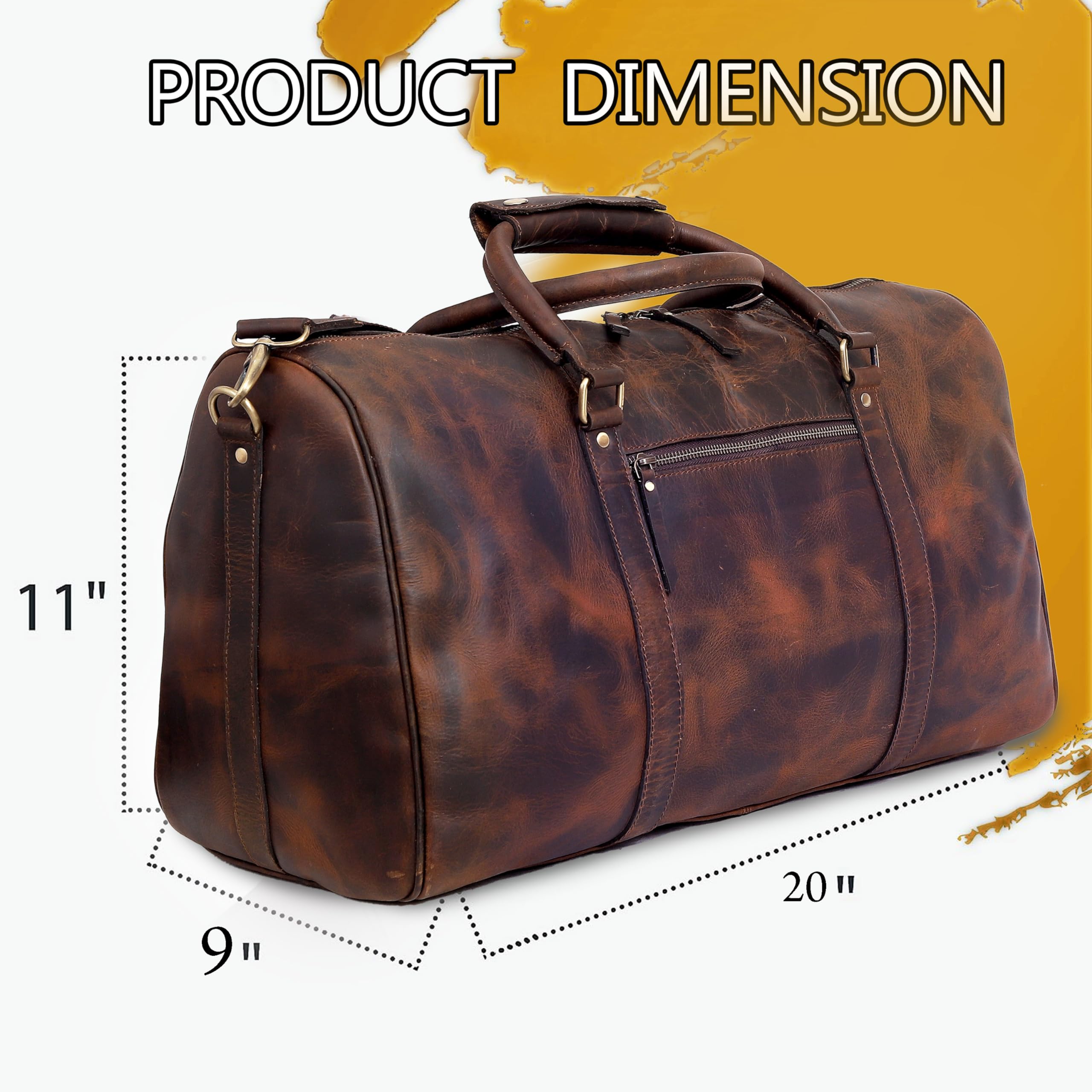Premium Men's Leather Duffel Bag - 20