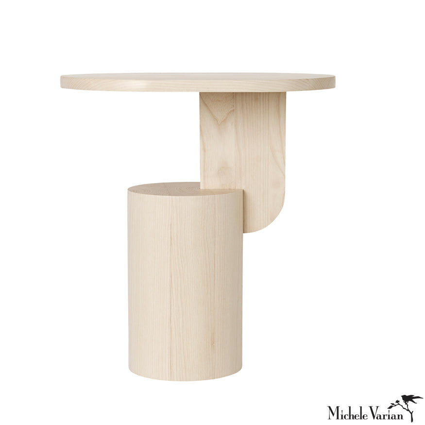 Modern Bauhaus Style Side Table in Light Ash - Minimalist End Table for Living Room, Bedroom, or Office Decor