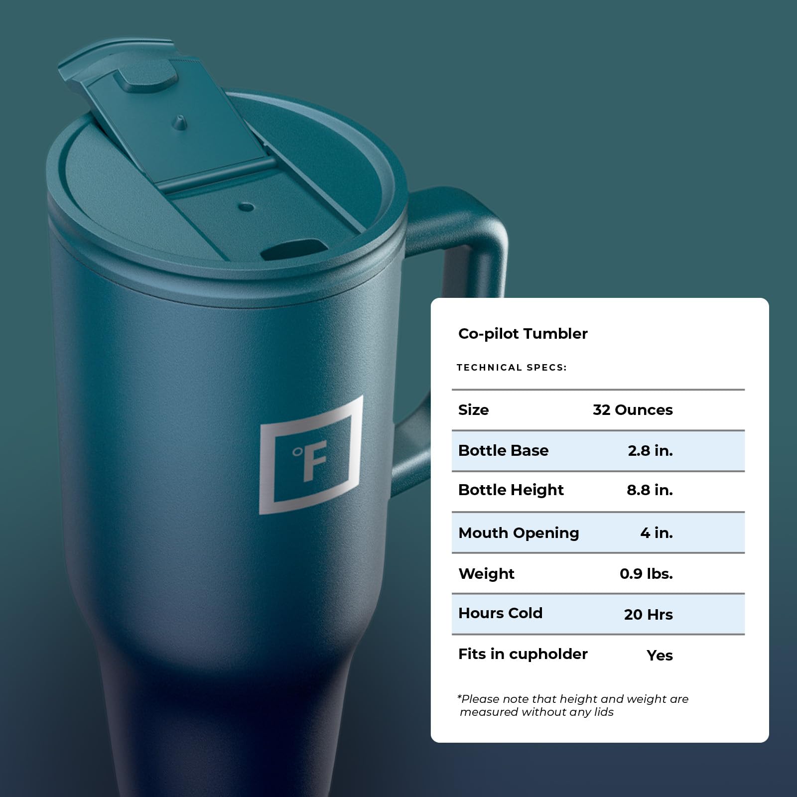 IRON °FLASK Co-Pilot Insulated Stainless Steel Travel Mug with Straw & Flip Cap - 32oz Leak-Proof Water Bottle for Hot & Cold Drinks - Perfect for Coffee, Tea, Smoothies - Ideal for Commuting, Hiking, Gym & Office Use - Dark Night Color