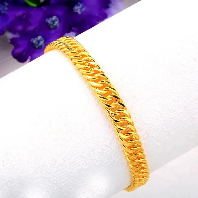 24K Pure Gold Bracelet for Men - 999 Solid Real Gold Bangle, Trendy Classic Cowboy Chain Jewelry - Perfect Gift for Birthday, Anniversary & Special Occasions - Hot New 2023 Collection