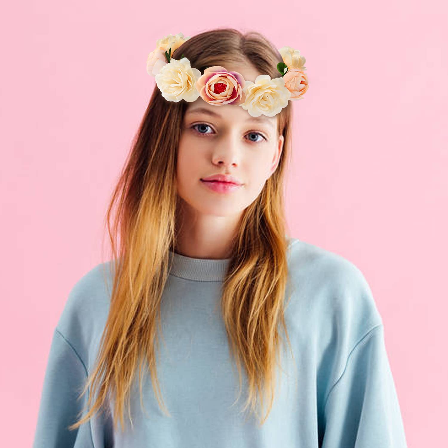 4 Pack Handmade Adjustable Floral Rose Wreath Crown Headbands - Elegant Wedding & Party Hair Accessories for Women, Brides, Bridesmaids, Girls & Teens | Perfect for Boho Weddings, Bridal Showers, Birthday Parties & Photo Shoots