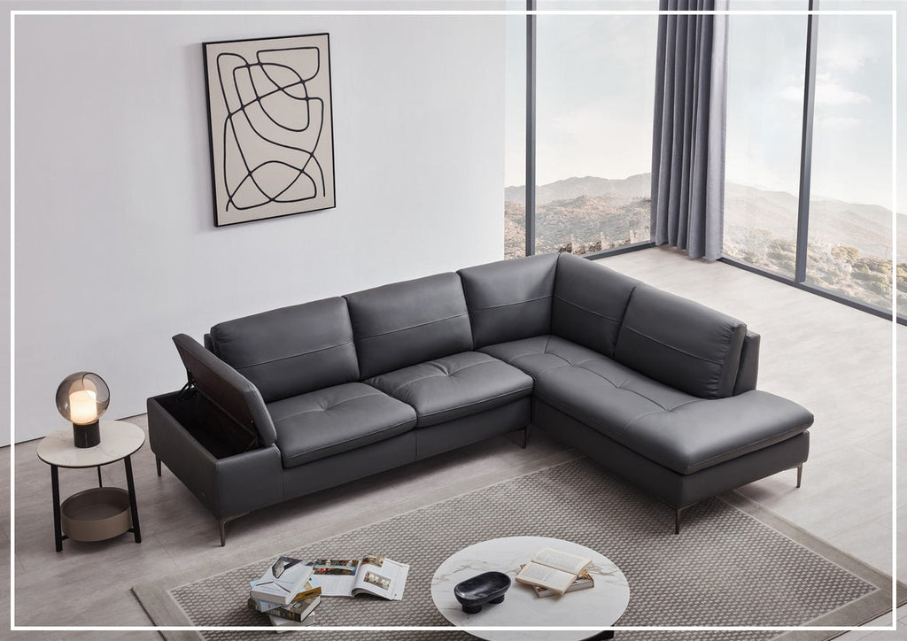 Gio Italia Decker L-Shaped Italian Leather Sectional Sofa - Modern Luxury Living Room Furniture for Home & Office Comfort