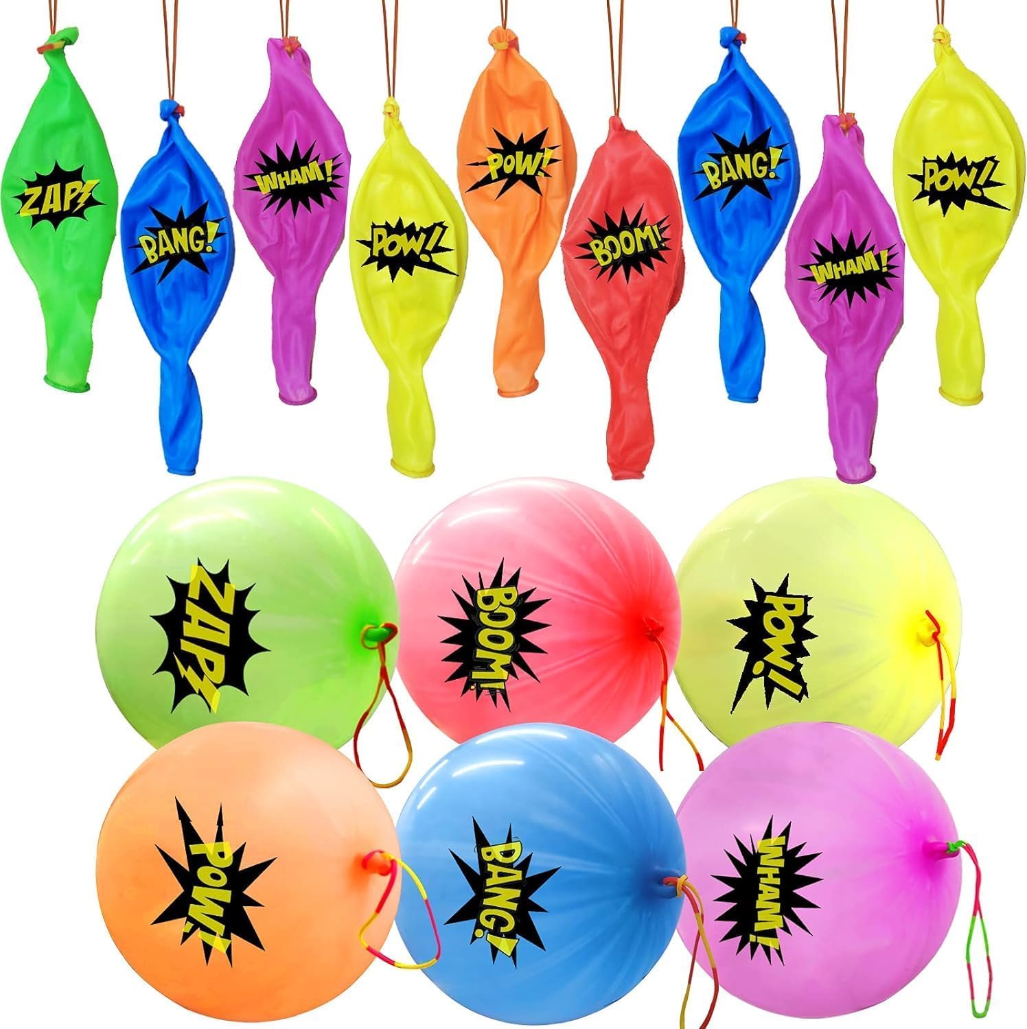 30-Pack Hero Punch Balloons for Kids - Assorted Color Comic Hero Design Party Supplies, Classroom Games & Party Favors - Perfect for Birthday Parties, School Activities & Carnival Events