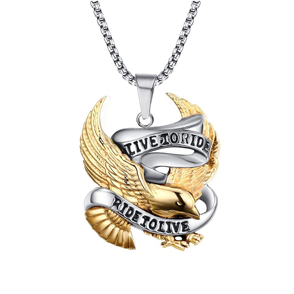 TOOYFUL Stainless Steel Eagle Charm Pendant Necklace - 24 Inch Adjustable Chain for Men & Women - Perfect for Outdoor Adventures, Gifts, and Everyday Wear