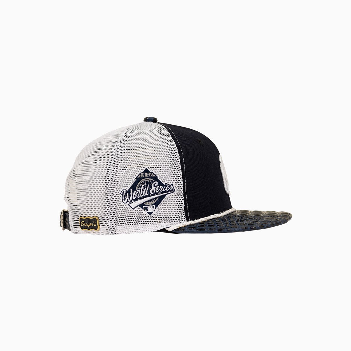 Breyer's Buck 50 New York Yankees Trucker Hat with Leather Visor - Adjustable Snapback Cap for Baseball Fans, Streetwear & Outdoor Activities