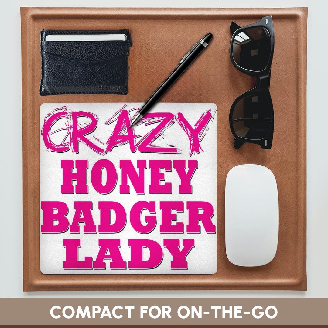 3Drose Crazy Honey Badger Lady Funny Gaming Mouse Pad - Non-Slip Rubber Base, Perfect for Office, Home & Gaming Computers - Unique Gift for Animal Lovers & Gamers