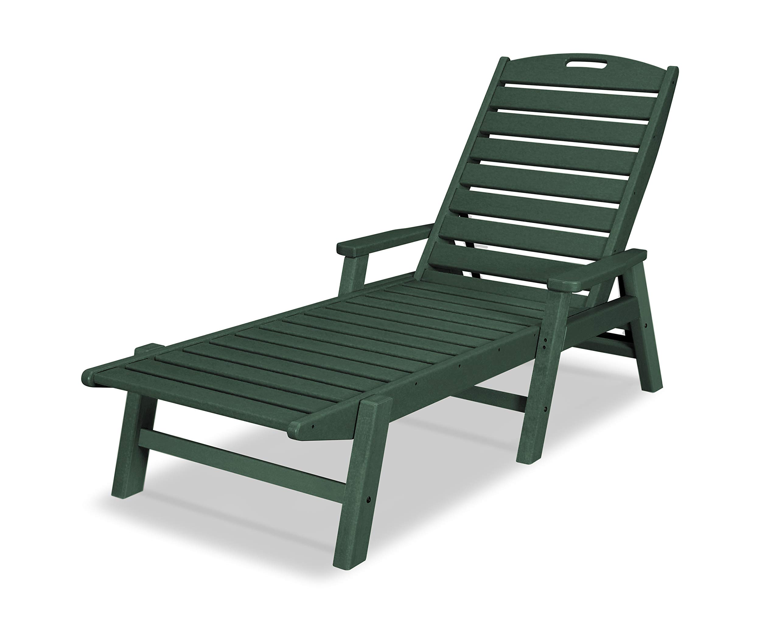 POLYWOOD NCC2280MA-P Nautical Arms Chaise Lounge - Outdoor Patio Furniture, Green - Perfect for Poolside, Beach House, or Backyard Relaxation