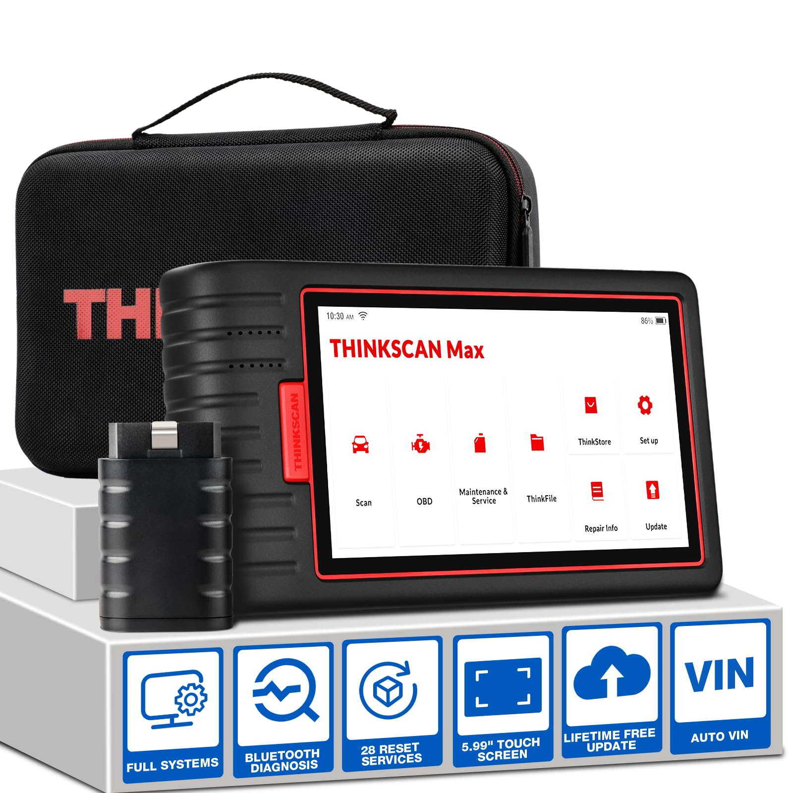 Thinkscan Max Professional OBD2 Scanner - Full System Car Diagnostic Tool for All Vehicles with 28 Maintenance Functions | AutoVIN, EPB, BMS, SAS, ABS Bleeding, Oil Reset, Injector Coding & TPMS Services | Perfect for Mechanics, DIY Enthusiasts & Auto Shops (Works on Cars, Trucks & SUVs)