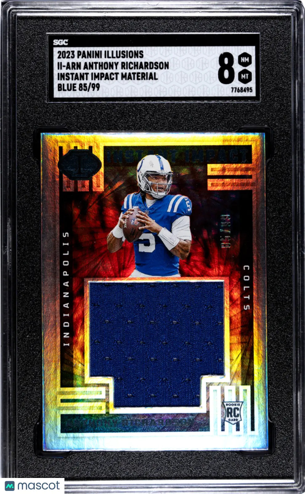 2023 Panini Illusions Anthony Richardson Rookie Card Instant Impact Blue Parallel SGC 8 /99 - Collectible Football Trading Card for NFL Fans & Memorabilia Enthusiasts