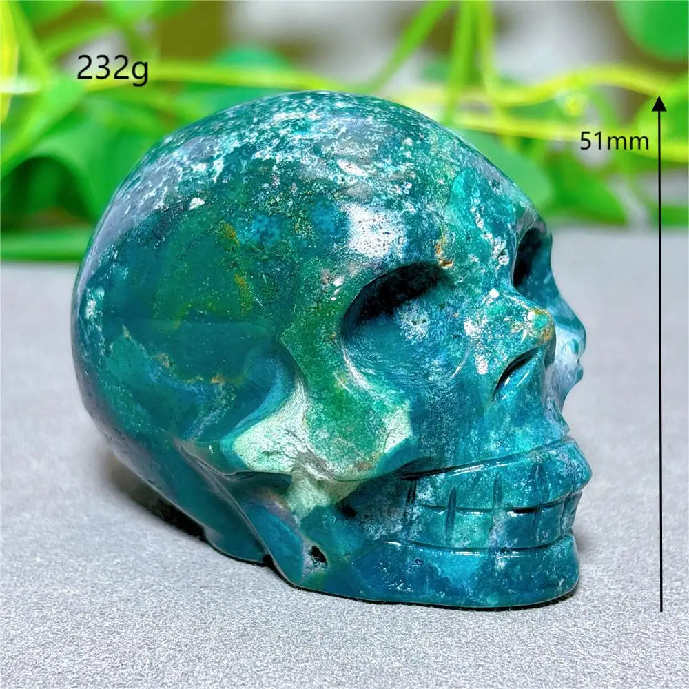 Natural Ocean Jasper Skull Crystal - Healing Quartz Stone for Meditation, Energy Work & Spiritual Gifts | Halloween Decor, Mineral Collection & Craft Supplies | Perfect for Home Altar, Yoga Space & Witchy Aesthetic